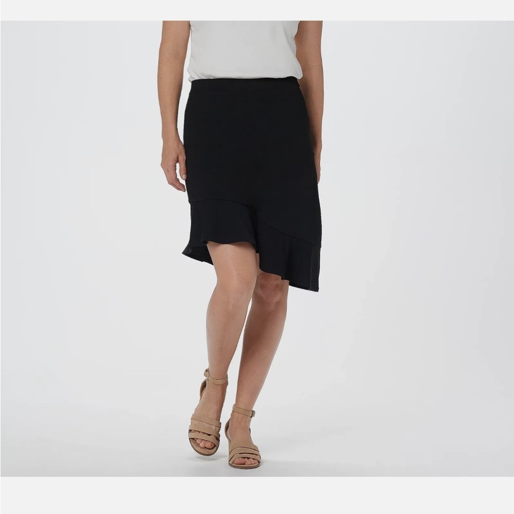 Isaac Mizrahi Live! Pebble Knit Asymmetric Hem Skort-A354826-NEW Blue XXS